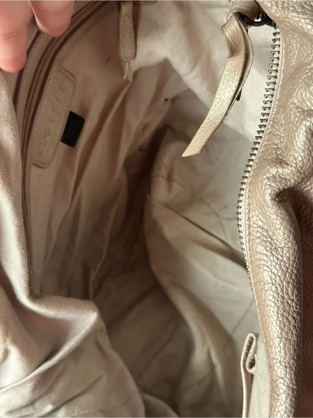 Express Nude Leather Pebbled Hobo Bag with Studded Strap